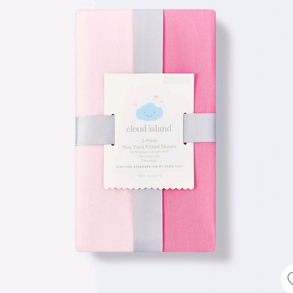 Cloud Island Fitted Playard Sheets Pink 2pk